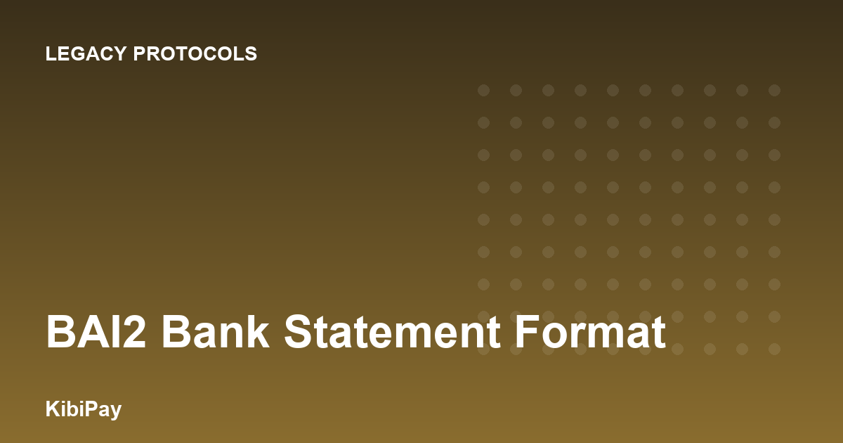 BAI2 Bank Statement Format