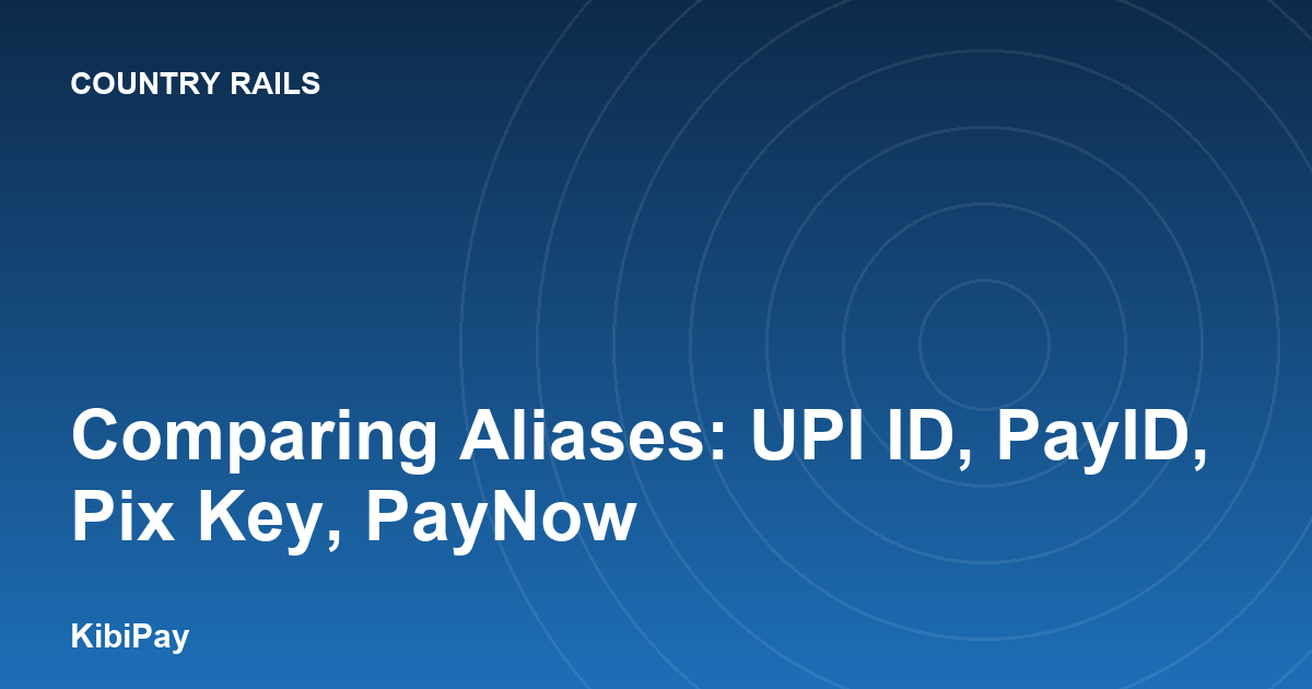 Comparing Aliases: UPI ID, PayID, Pix Key, PayNow