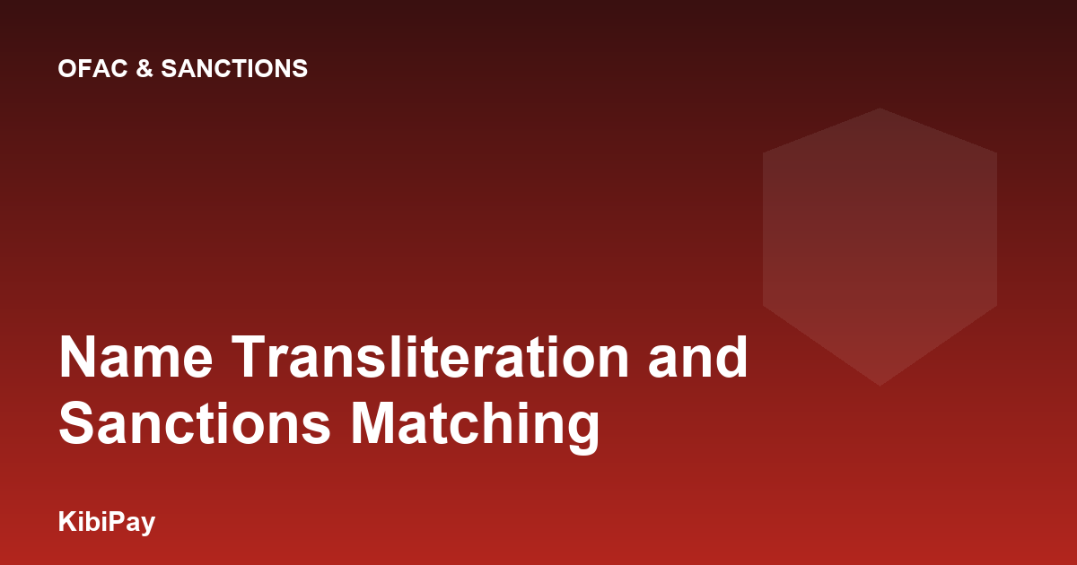 Name Transliteration and Sanctions Matching